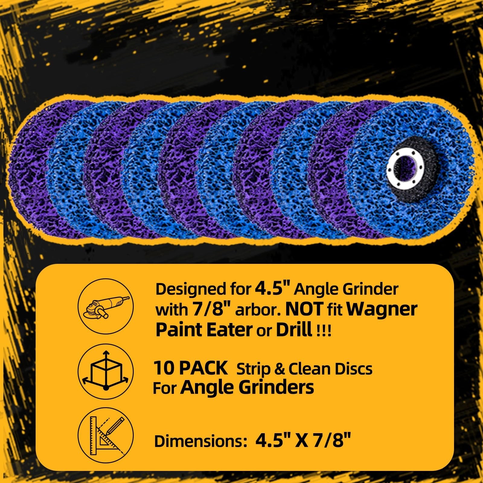 10 Pack 4.5″ Strip Discs for Angle Grinder – Clean Paint, Rust, Coating, Welds
