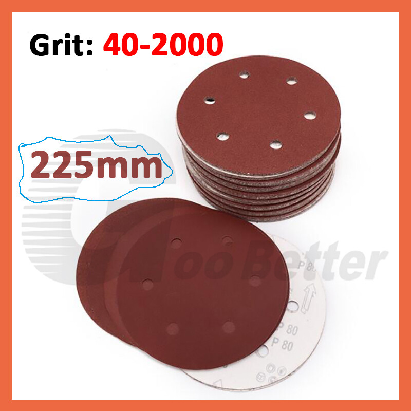 Sanding Pads Discs 225mm 9″ Hook and Loop Pads Dry Grinding Sander Grit 40-2000