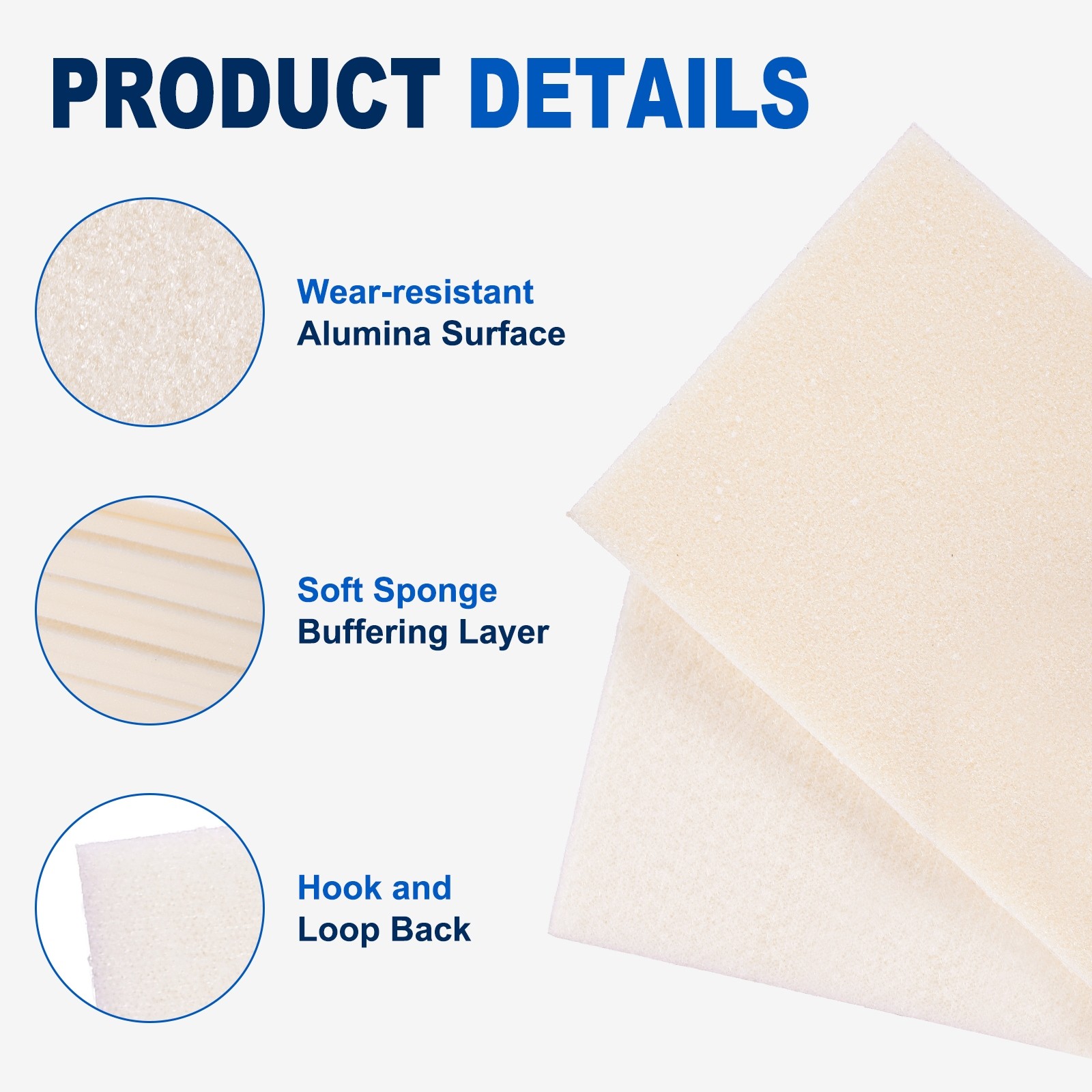 28 Pcs 800-1000 Grit 4 x 2.8 Inch Hook & Loop Foam Sanding Blocks, White