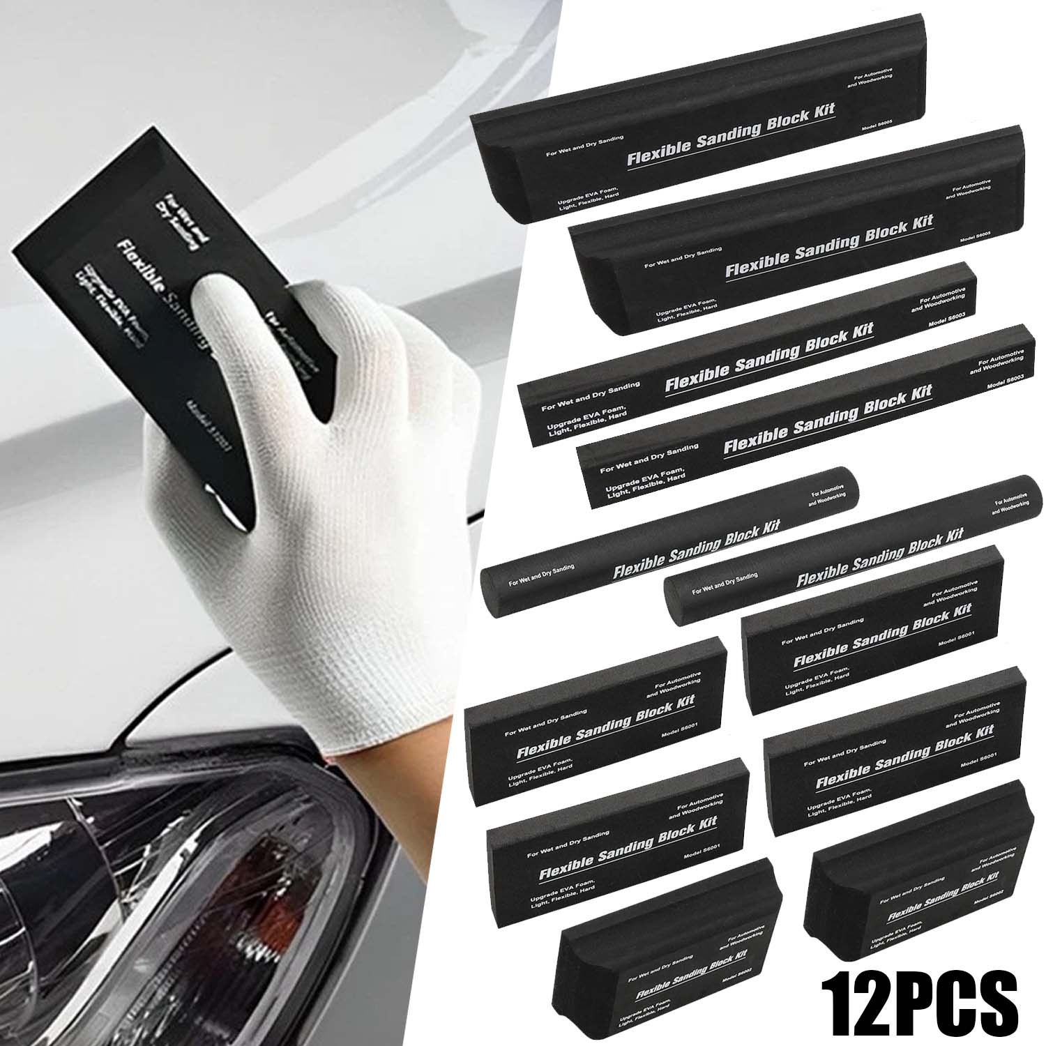 12X Flexible EVA Foam Sanding Block Kit Wet Dry for Automotive Body Wood Repair