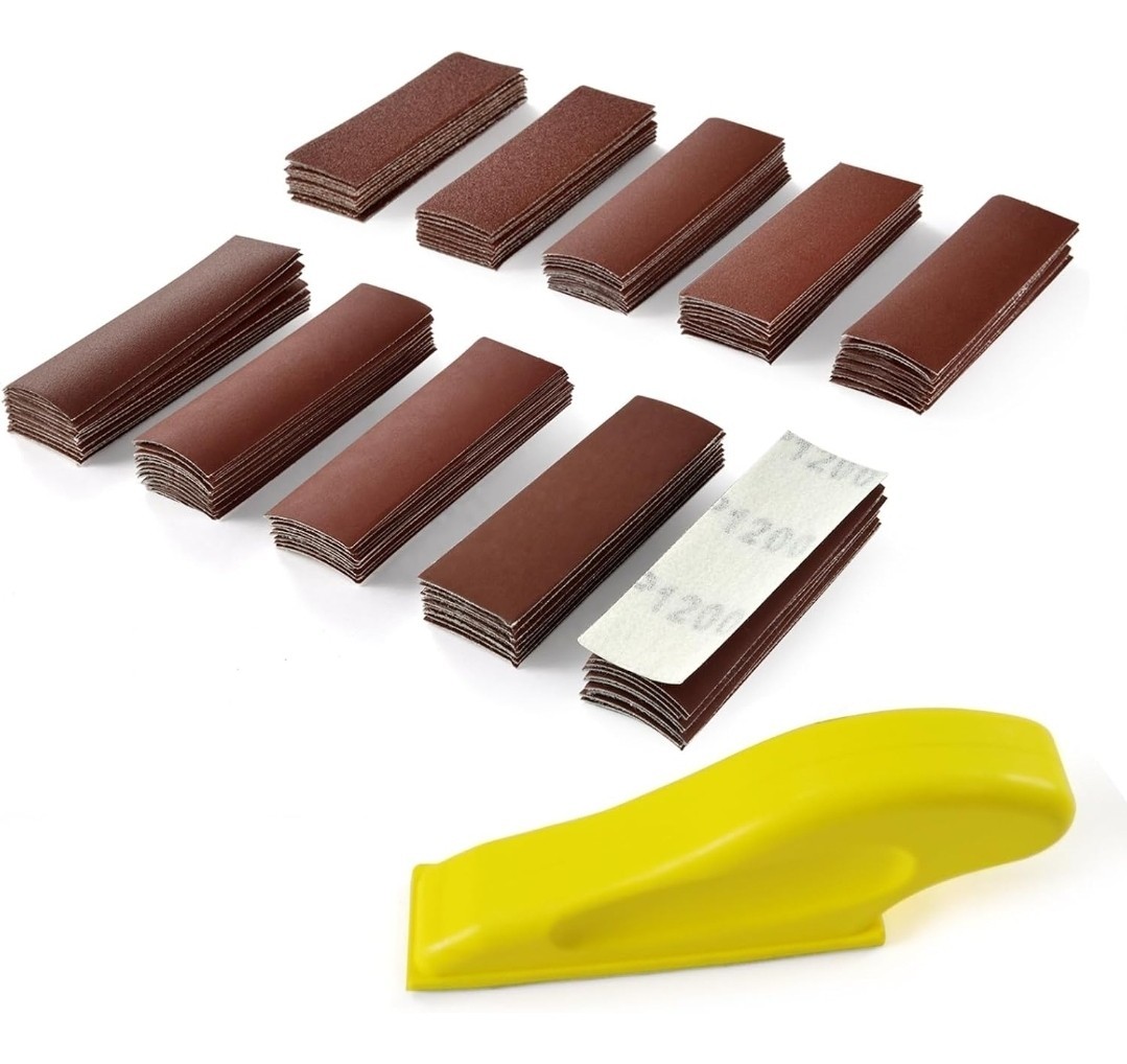 100Pcs Micro Detail Sander Paper, Mini Hand Sanding Block 3.5”x 1”, 80-2000 Grit