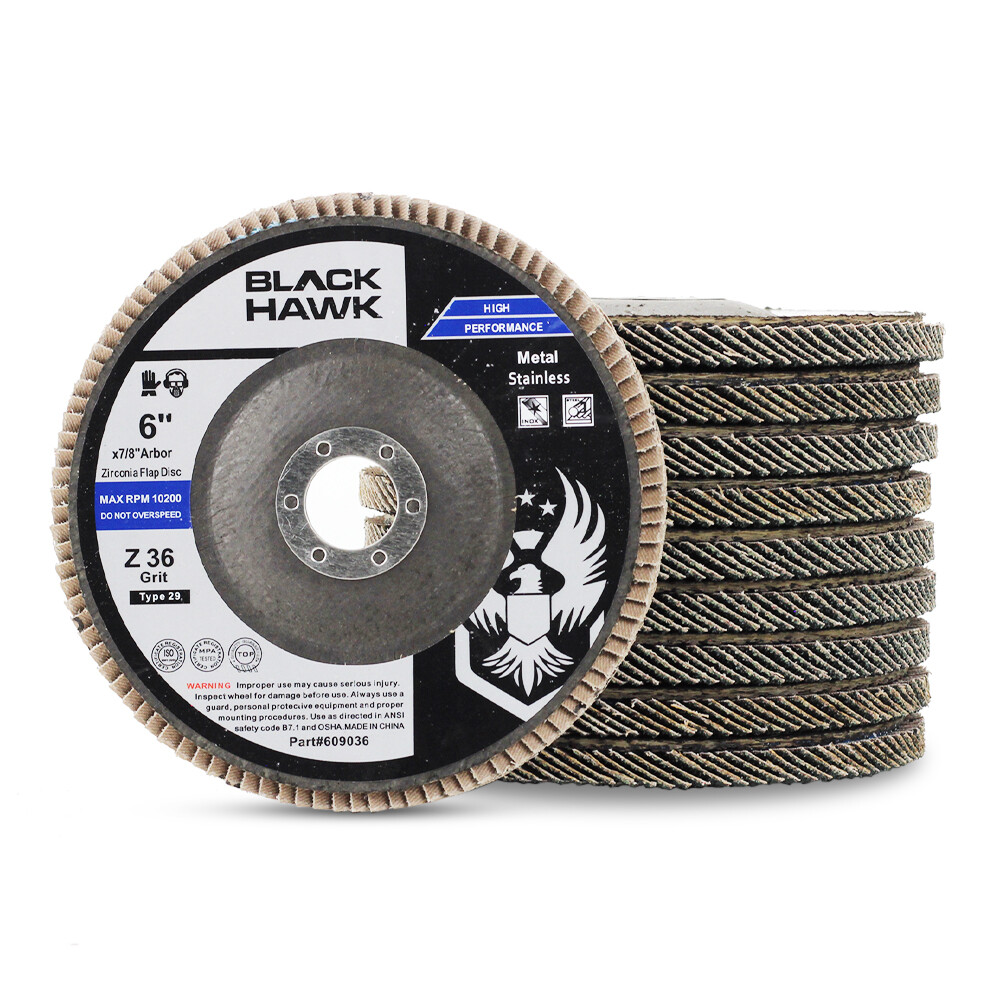 BHA 6″ x 7/8″ Zirconia Flap Discs Grinding Wheel for Angle Grinder T29 – 10 Pack