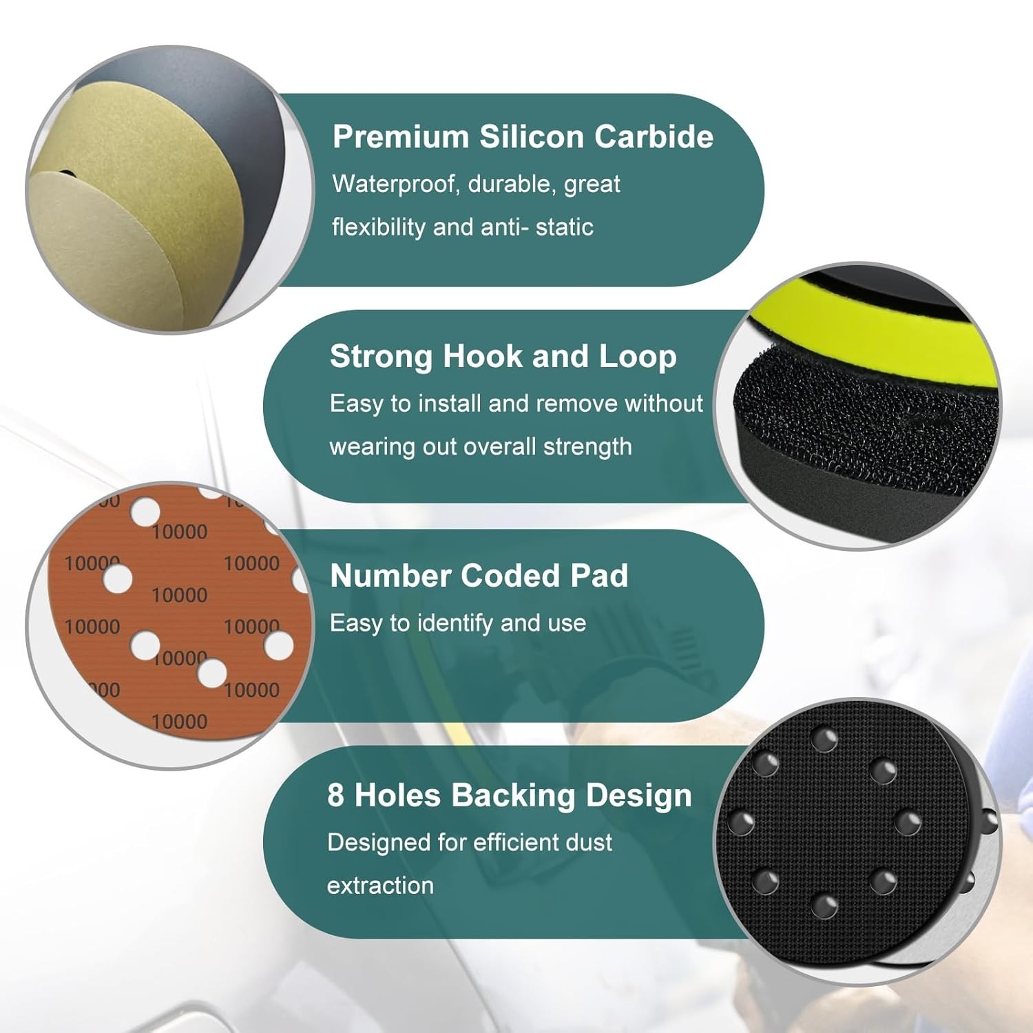 Versatile 47PCS Sandpaper Kit with Grits from 400 to 10000 for DIY Projects