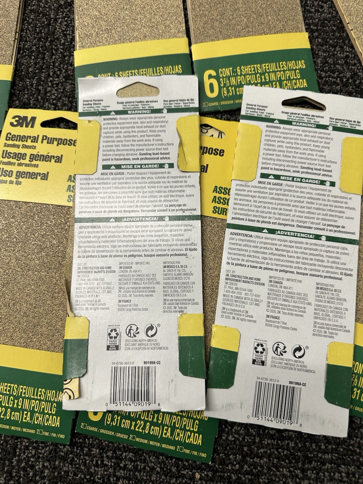 Lot of 23 3M 3-2/3 in. x 9 in. Aluminum Oxide Coarse Sanding Sheets