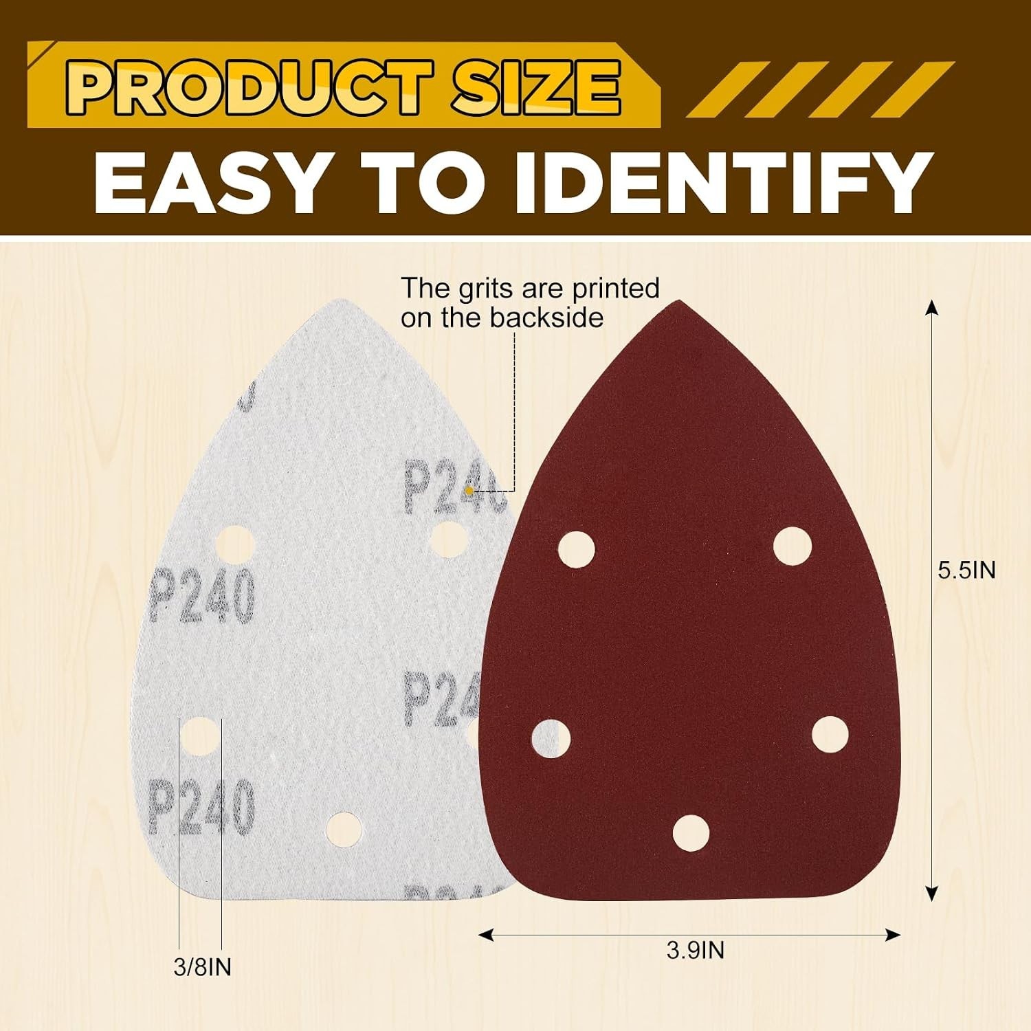 55pcs Mouse Detail Sander Sandpaper Premium Triangle Sanding Pads 9 Grits 40-800