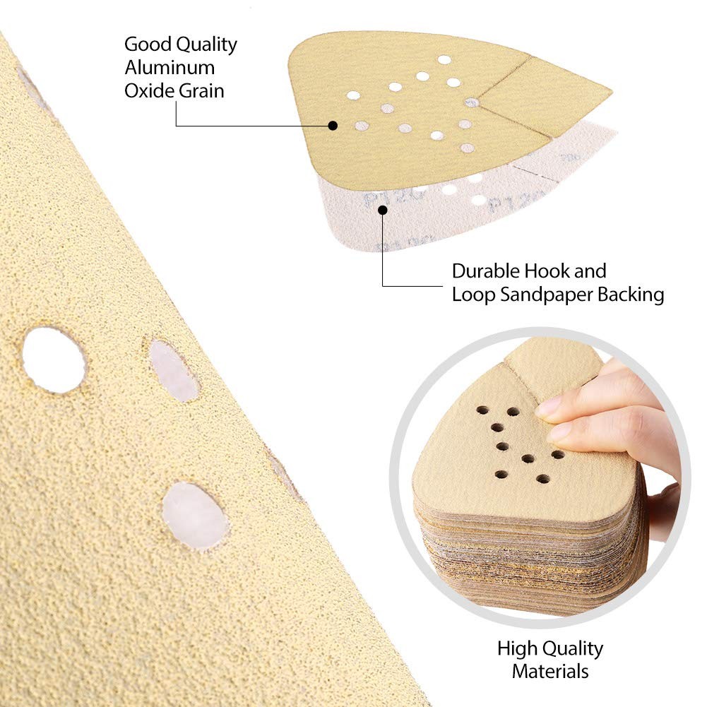 LotFancy Sanding Pads for Black and 60 80 120 150 220 Grit (yellow),