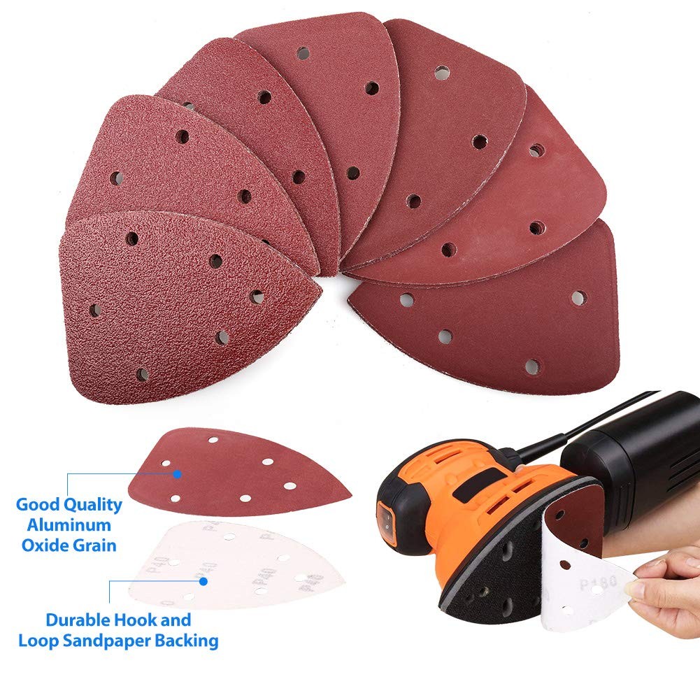 Mouse Sander Sandpaper, 70PCS, 6 Hole Triangle Sanding Pads for Ryobi Detail …