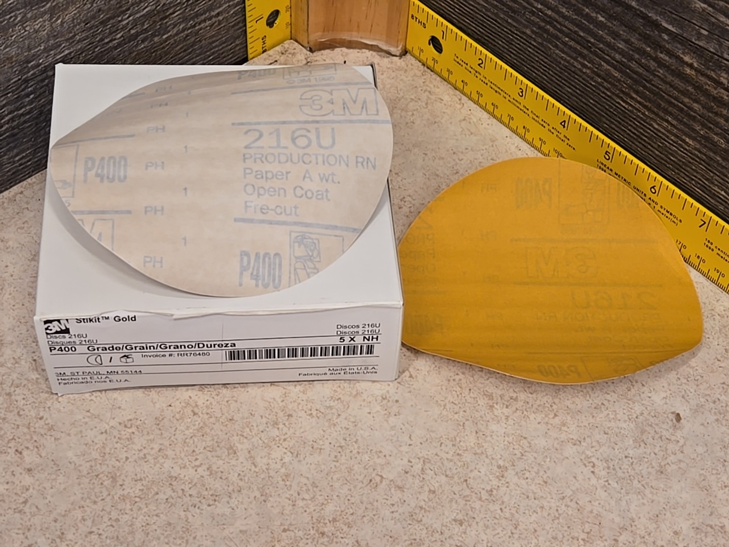 3M 01188 Stikit Gold Sand Paper 5″ Disc 216U, P400 Grit – 100 Discs A wt Fre-Cut