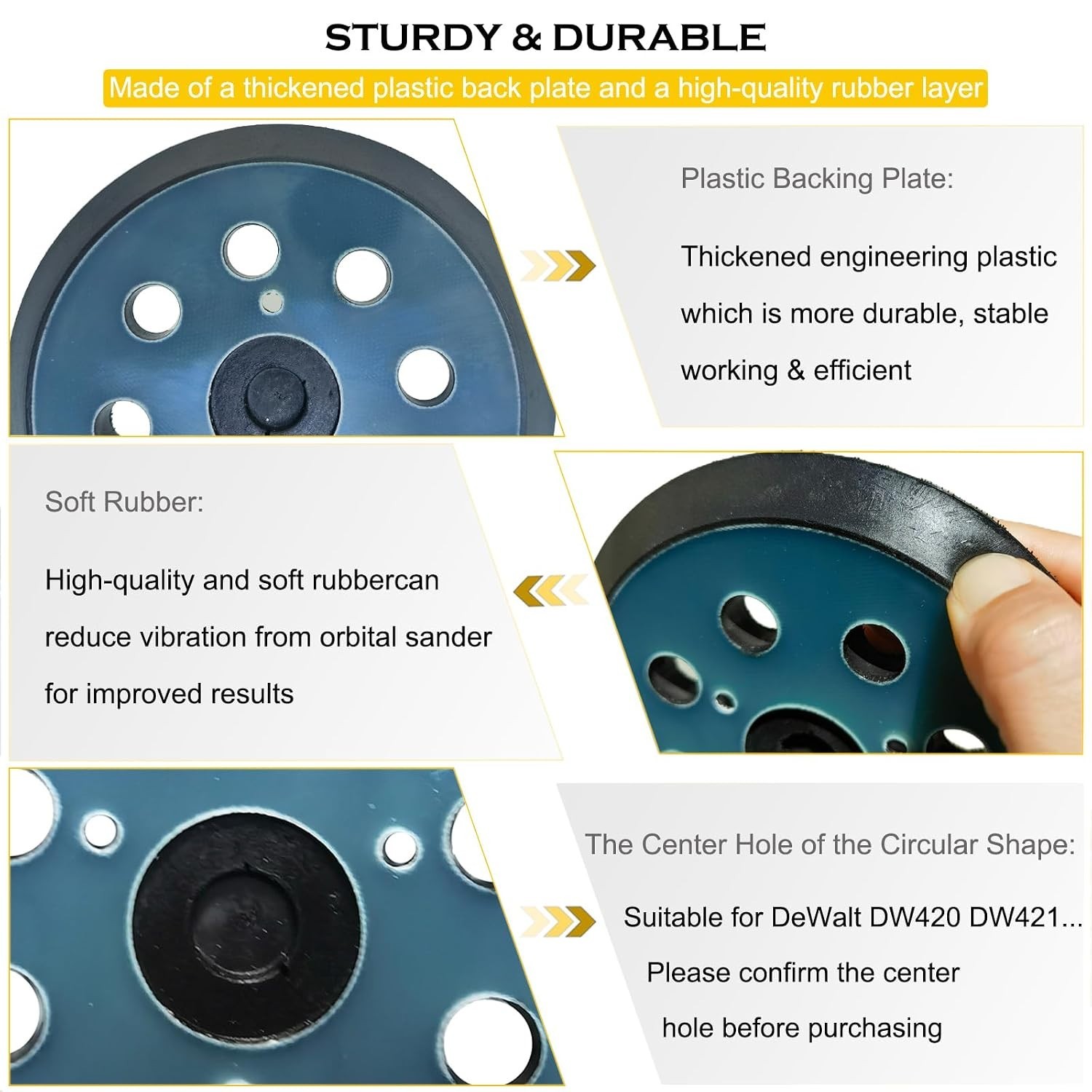 5″ Hook and Loop Replacement Sander Pad, Compatible with Porter Cable Models