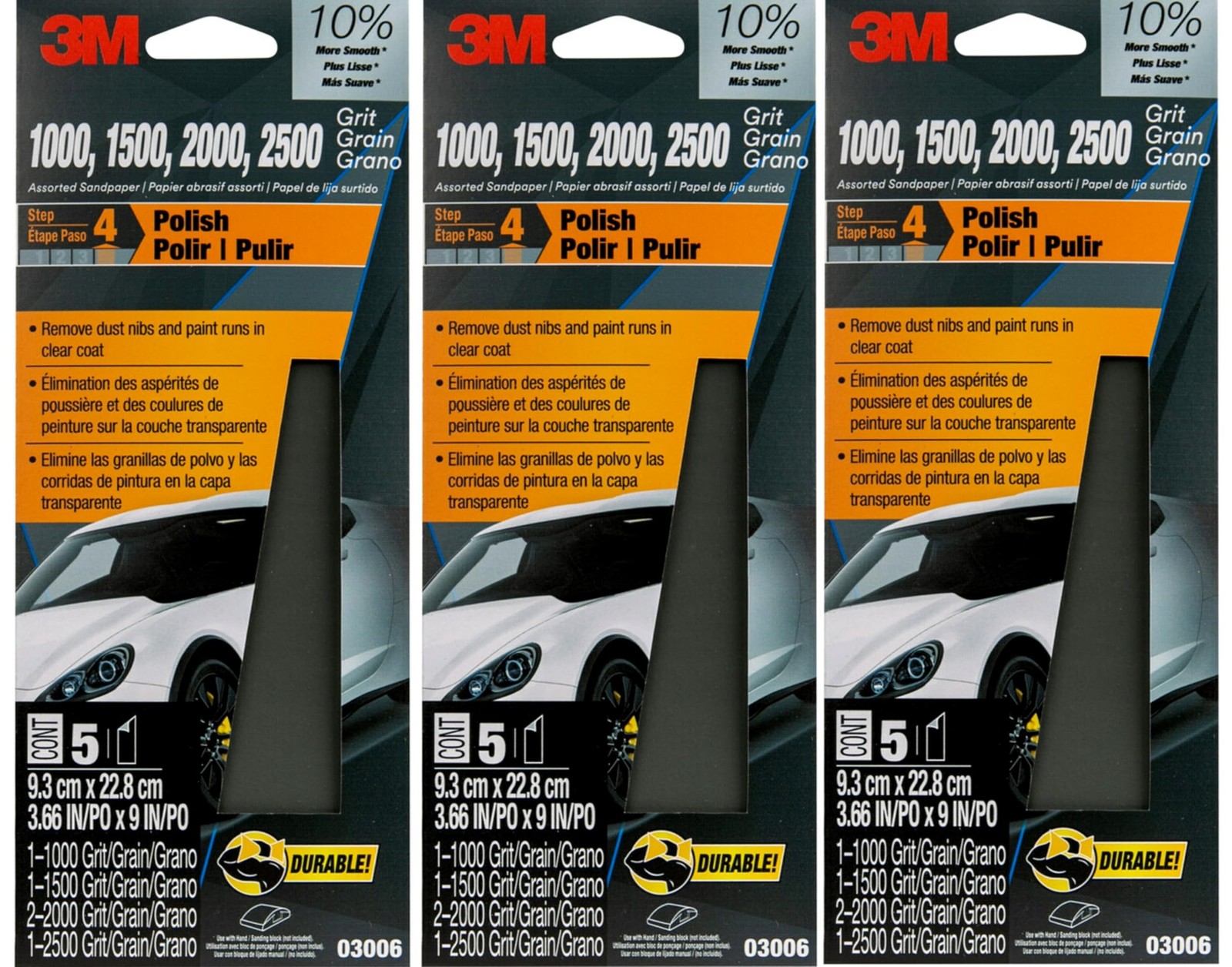 3M(TM) Wetordry(TM) Sandpaper, 03006, 3-2/3 in x 9 x 9 in, Assorted