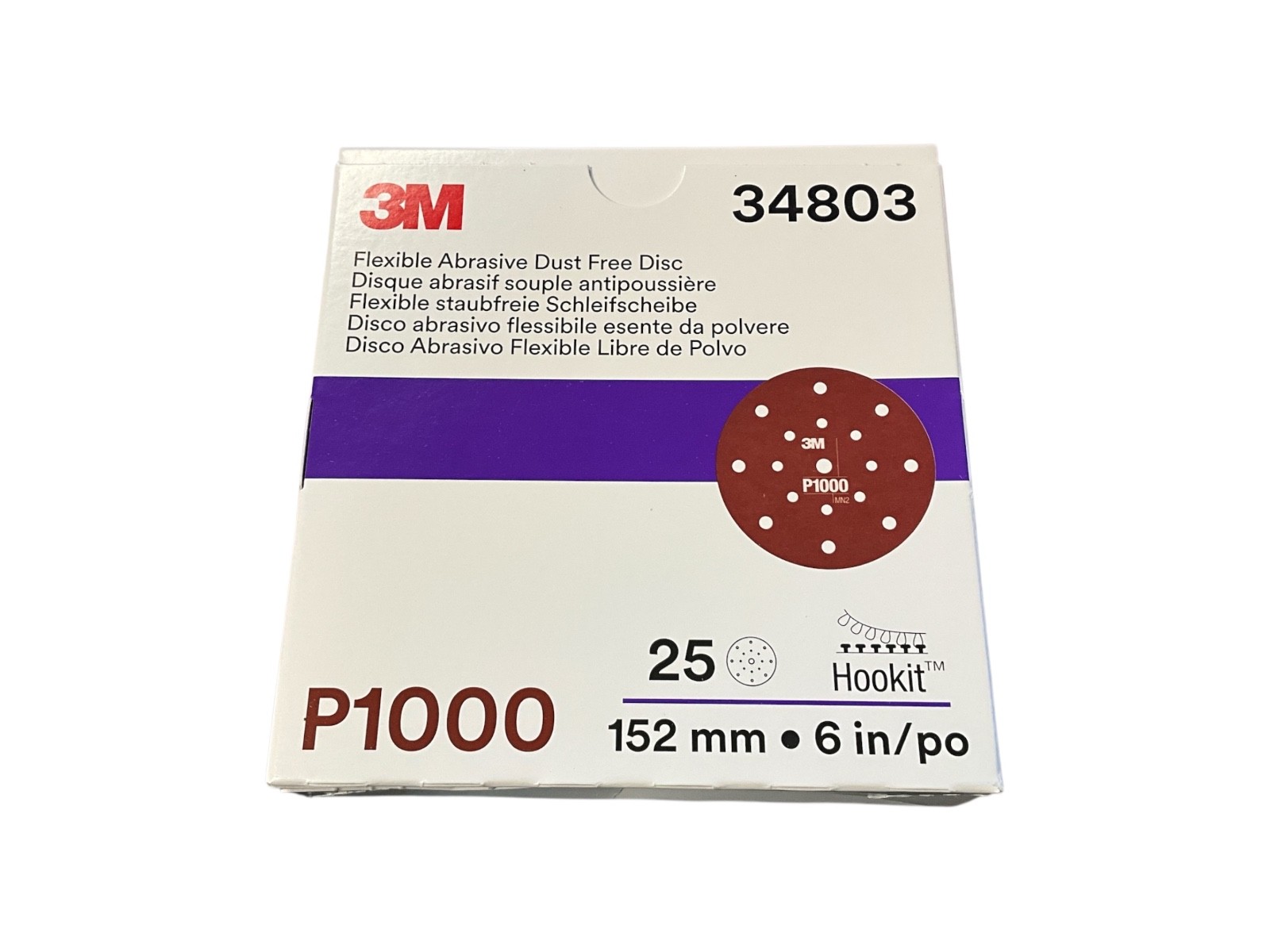 3M 34803 Hookit Flexible Abrasive Dust Free Disc P1000 6” 152mm 25 Pack