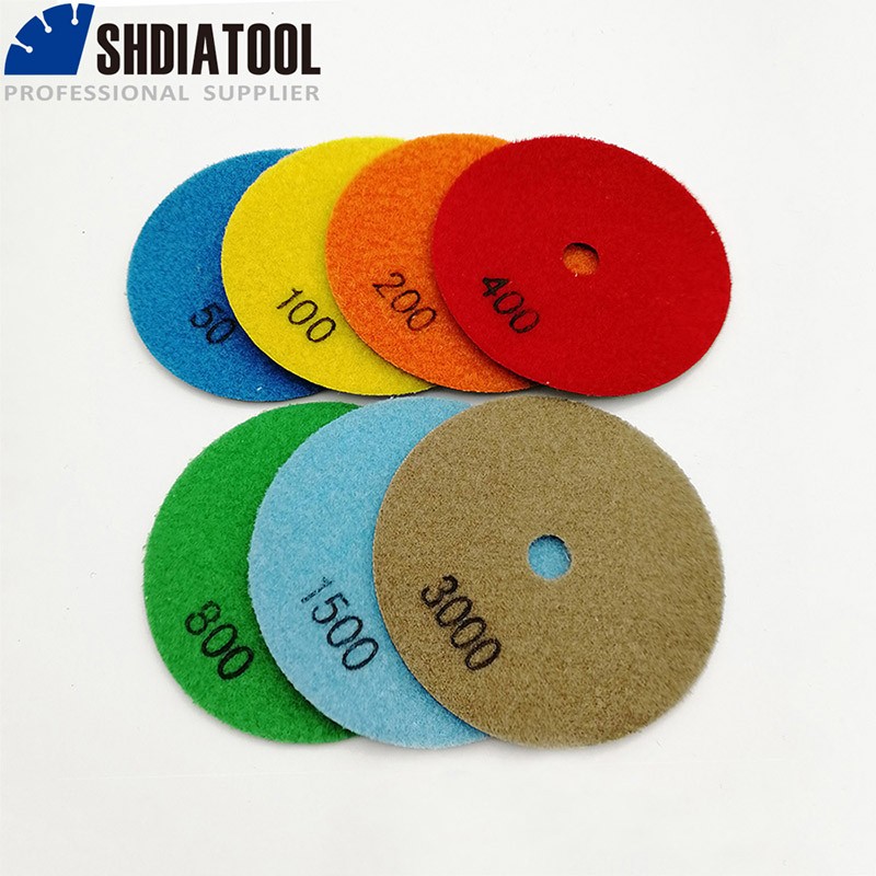 7pcs 4″ /100mm Dry Diamond Sanding Disc Flexible Polishing Pad For Granite Tile
