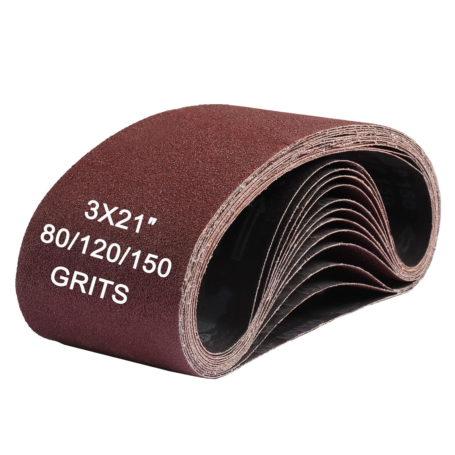 3 X 21 Sanding Belts 12PCS Belt Sander Paper Aluminum Oxide (4 Each of 80/120/15