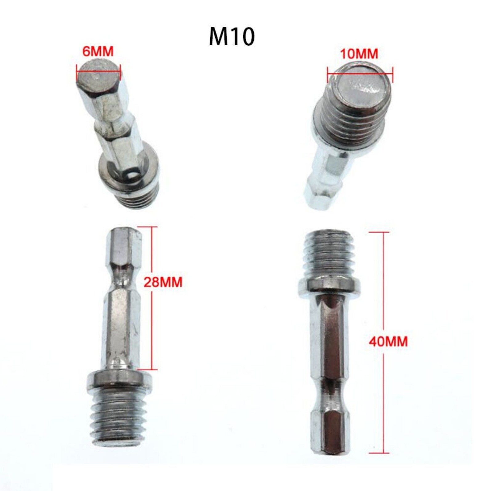 M10 M14 Thread to Power Drill Adapter 1/4″ Hex Shank for Backing Pads Polishing