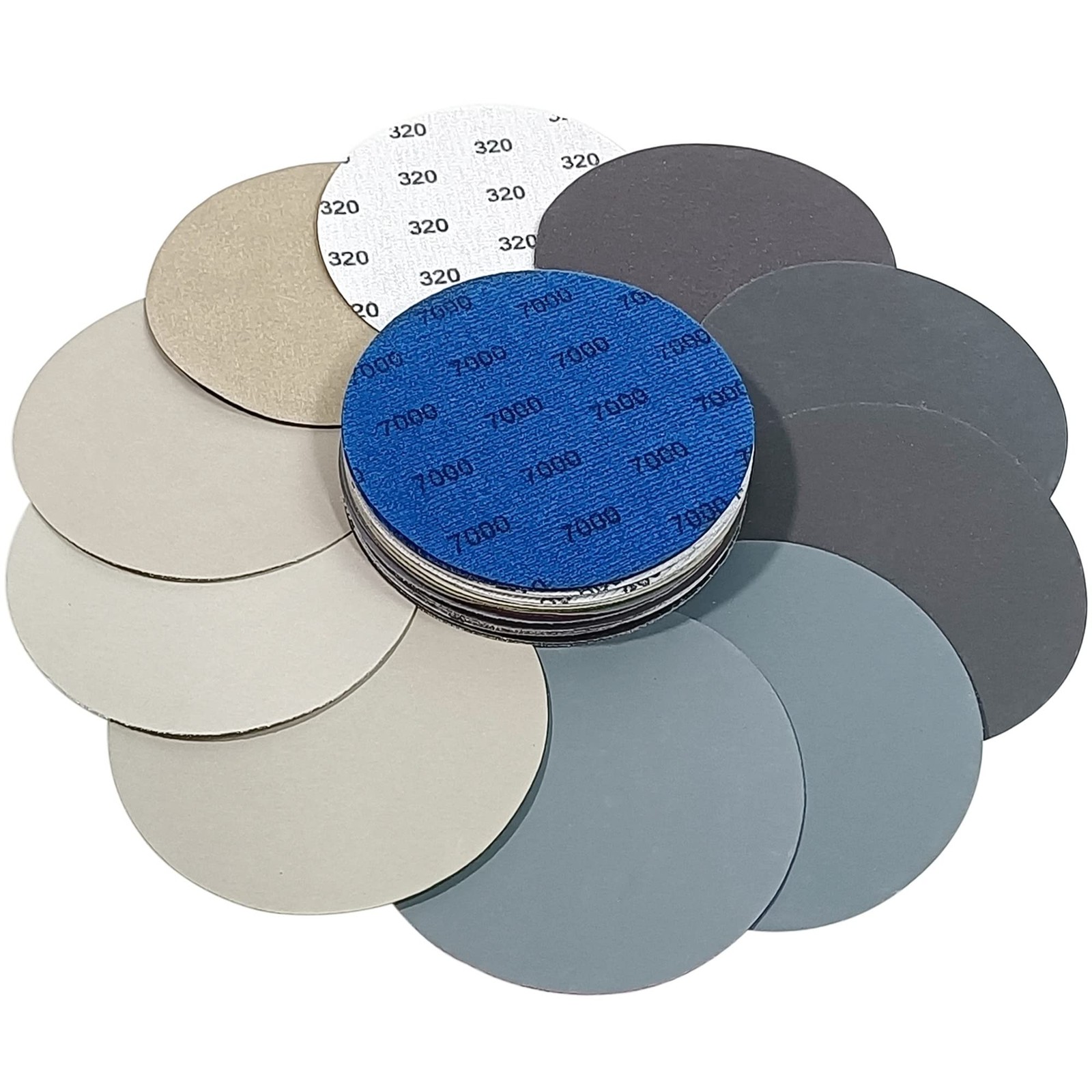 30PCS 5 Inch #320-#7000 Hook and Loop Wet Dry Sanding Discs 320/400/800/1000/…