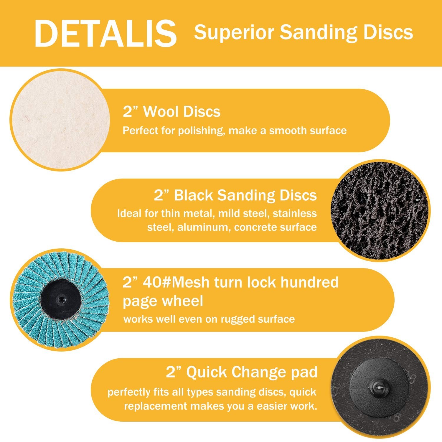 80PCS 2 Inch Set, Die Grinder Pad for Drill Die Grinder Accessories with 1/4″…