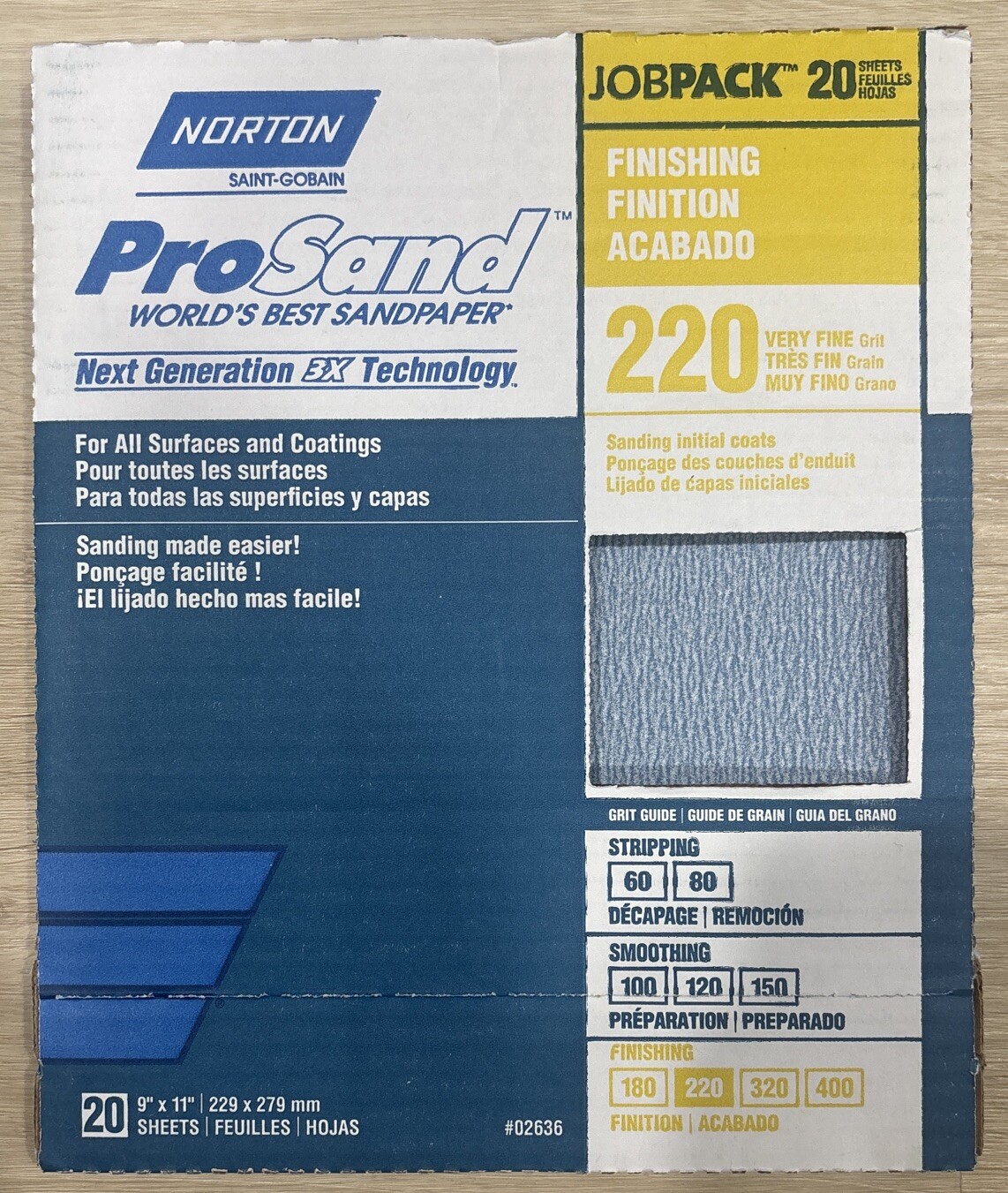 Norton ProSand 9″ x 11″ Sanding Sheets 220 Grit – 20 PACK
