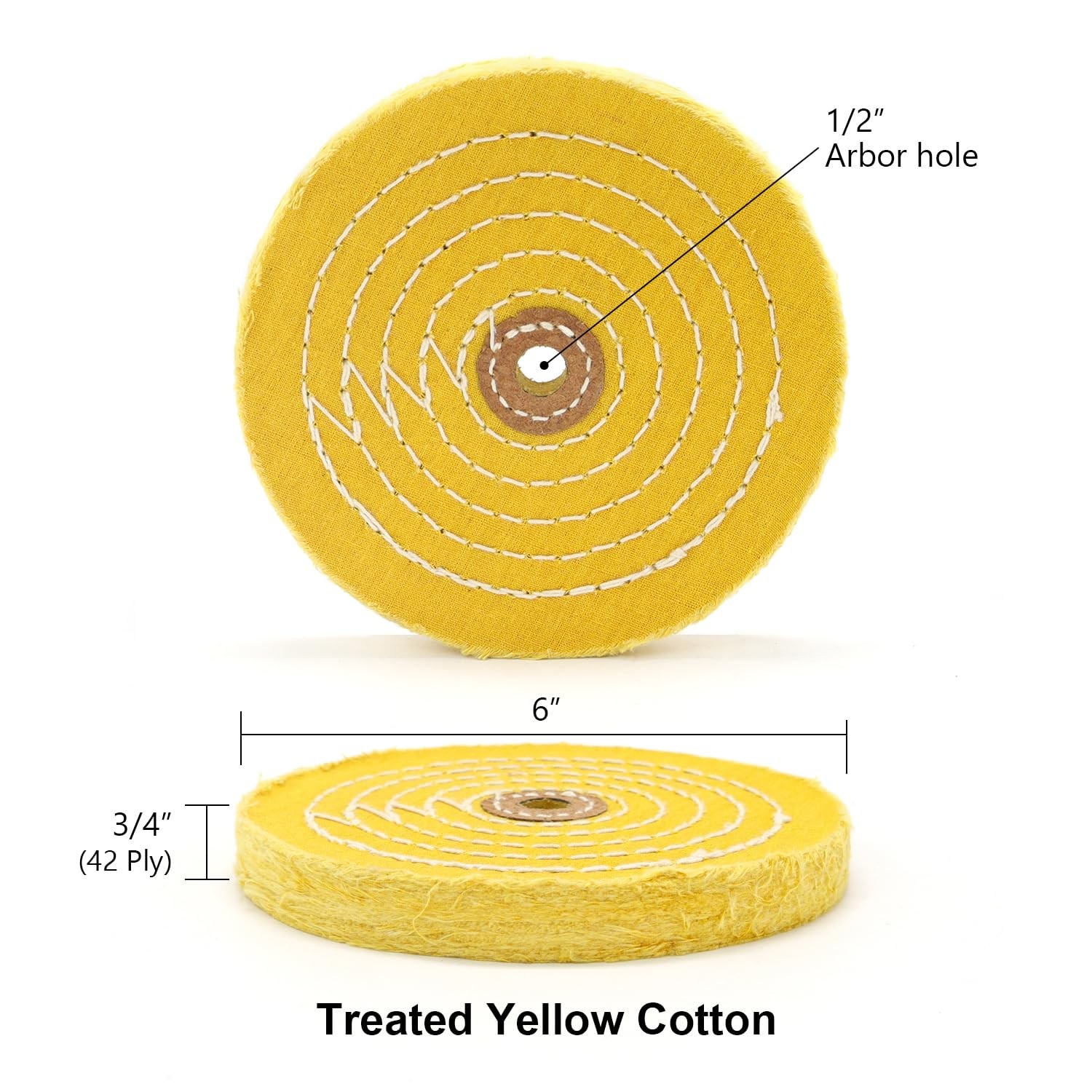 6 Inch Buffing Polishing Wheel Yellow Cotton Bench Grinder 42 Ply