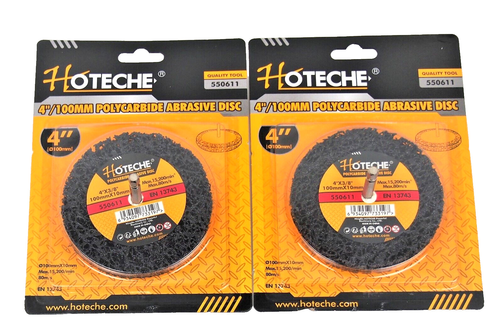 2PC 4″ Shaft Mounted Polycarbide Abrasive Strip Wheel Paint Rust Flaking Removal