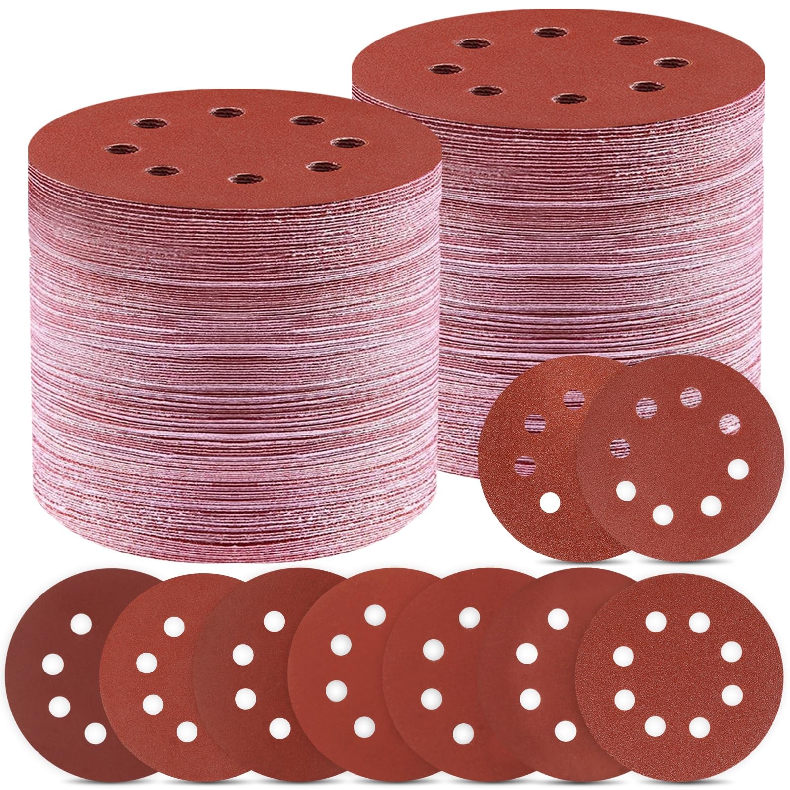 Giwiemi 150 PCS 5 Inch Sanding Discs, Premium Orbital 5 x 5 inches, Red