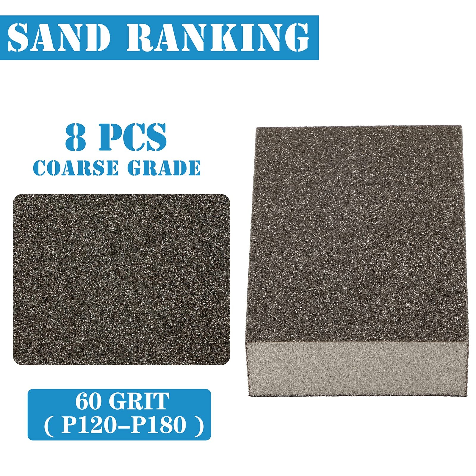 8 PCS 80 Grit Sanding Blocks Coarse Sponge Wet Dry Sandpaper Wood Metal