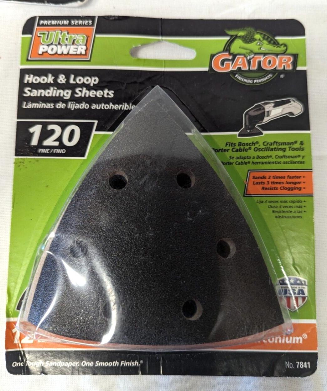5 pks Gator Ultra Power Hook & Loop 120 Fine Sanding Sheets #7841 Blk zirconium