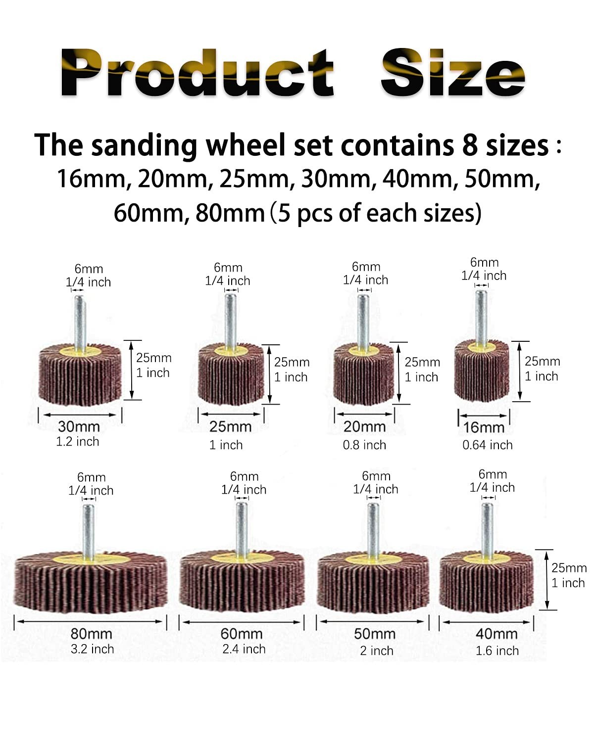 Abrasive Flap Wheel Set – 40 Pack, 80 Grit Cylindrical Shape