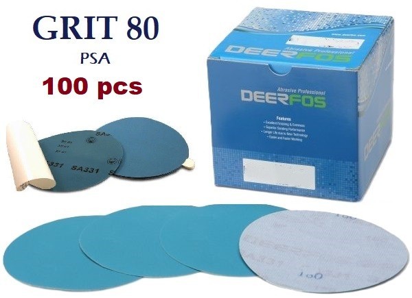 100 PCS DEERFOS 6″ SANDING DISC 80 GRIT SANDPAPER PSA SELF ADHESIVE SHEET