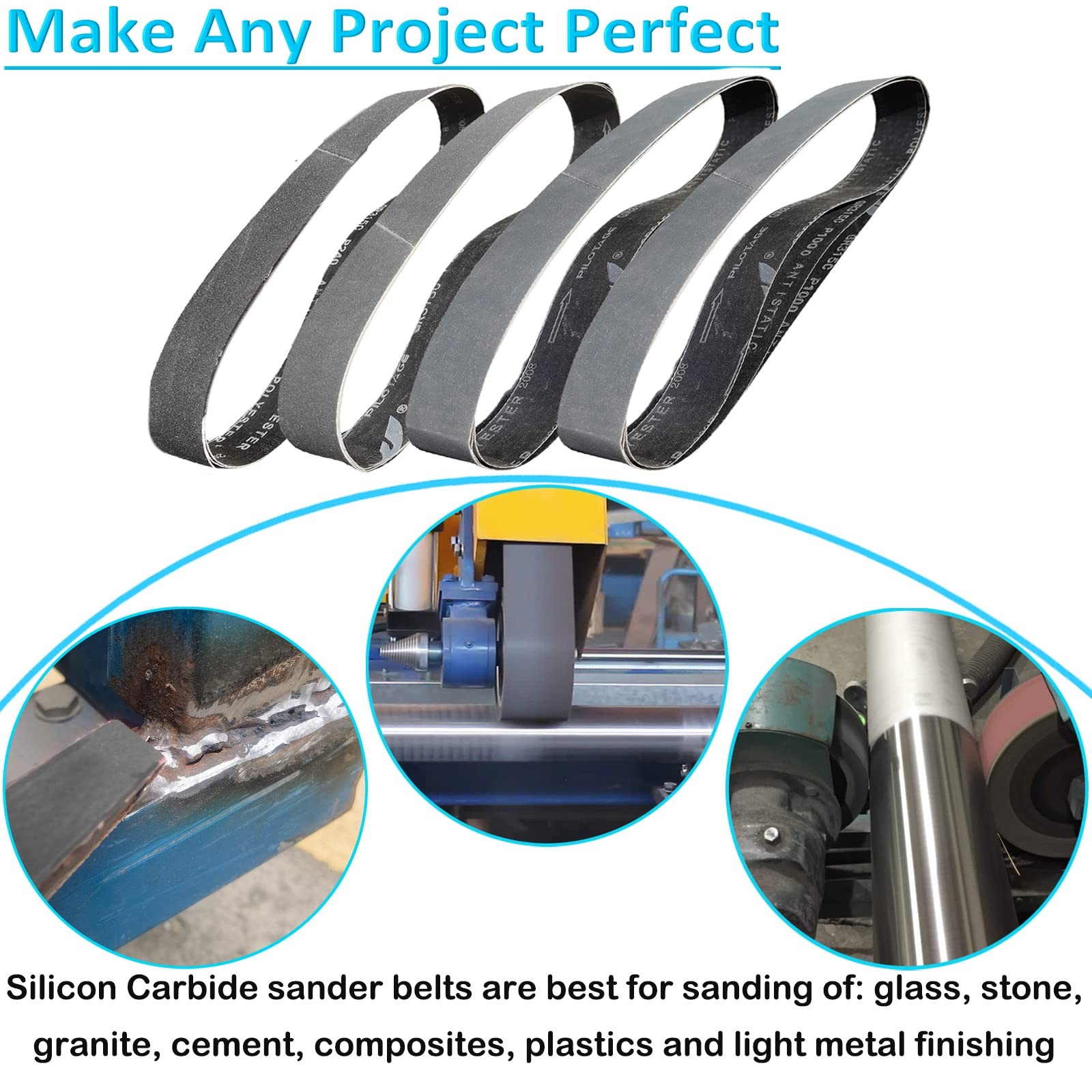 12 Pack 2 x 42 Inch Silicon Carbide Sanding Belts Set – 400 600 800 1000…