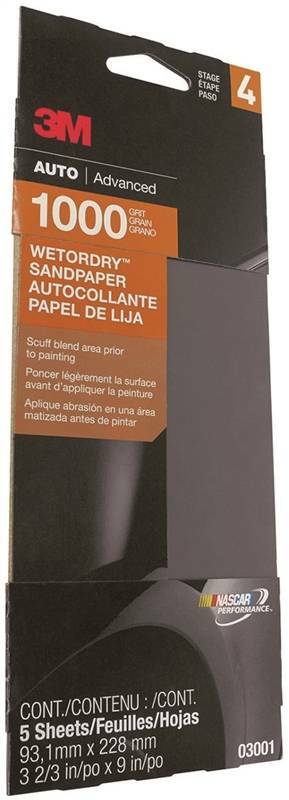 NEW 3M 03001 PACK (5) Auto Advanced Wet or dry Sandpaper 1000 Grit, 3 2/3″ x 9″