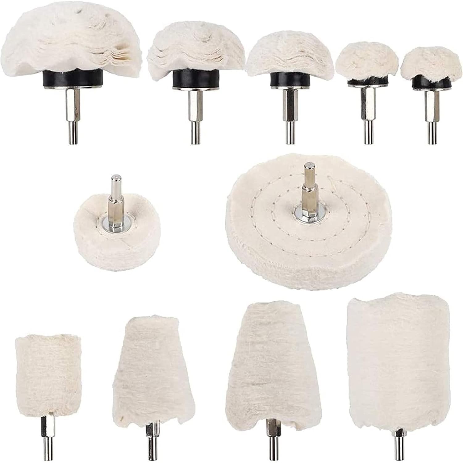 Professional Polishing Wheels for Drill – 11 Piece Cotton Buffing Set