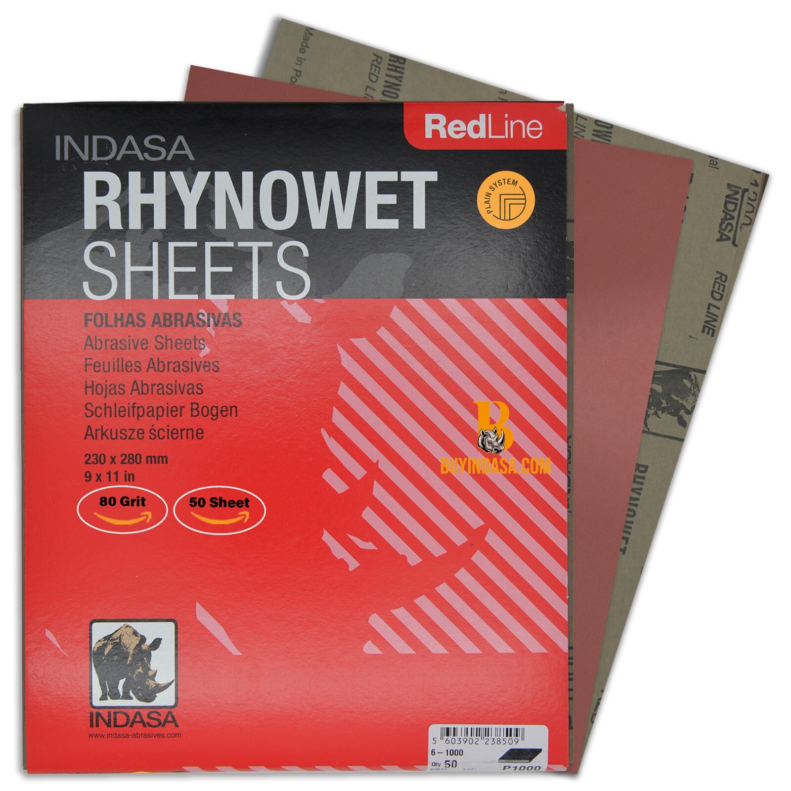 Indasa 50 PCS Full Sheets 9″x11″ Wet & Dry Sanding Sheets, 60 – 2500 Range