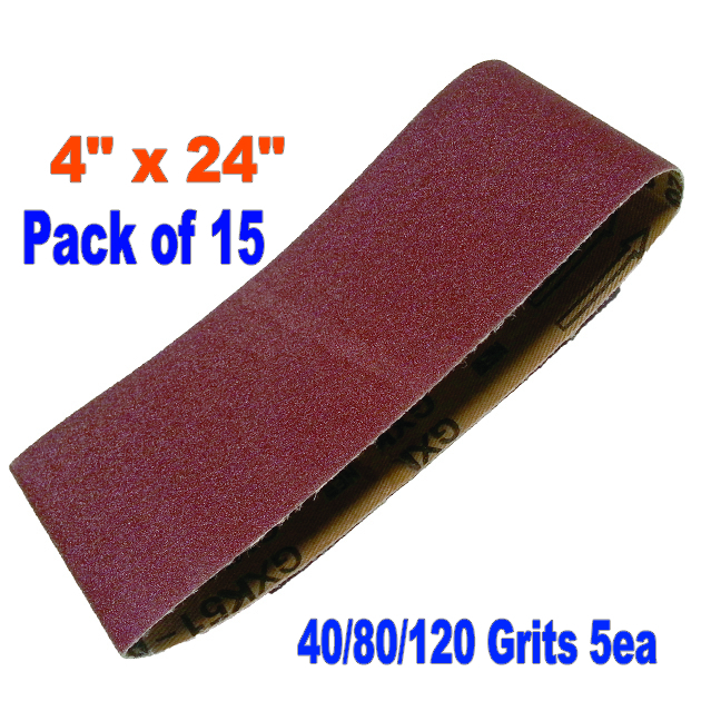 15x Mix 4″ x 24″ Sanding Belts Aluminium Oxide 40/80/120 Grit Sander Abrasive