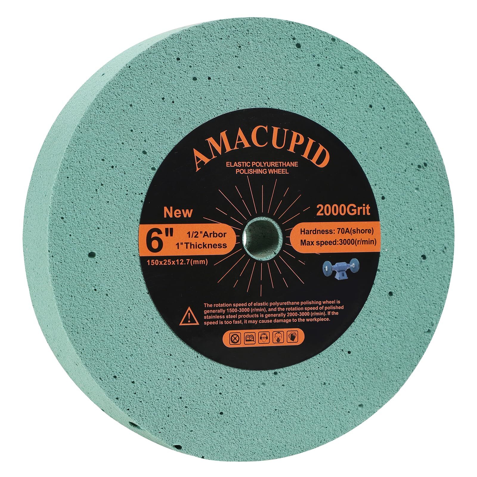 Elastic Polyurethane Buffing Wheel 6 Inch 2000 Grit. for Bench Grinding Wheel…