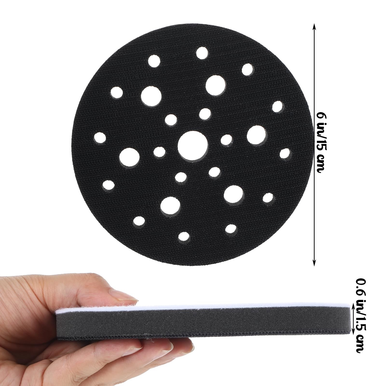 Wanmu 6Pcs Foam Interface Pads, 6 Inch 25 Holes Hook and Loop Soft Density Sp…