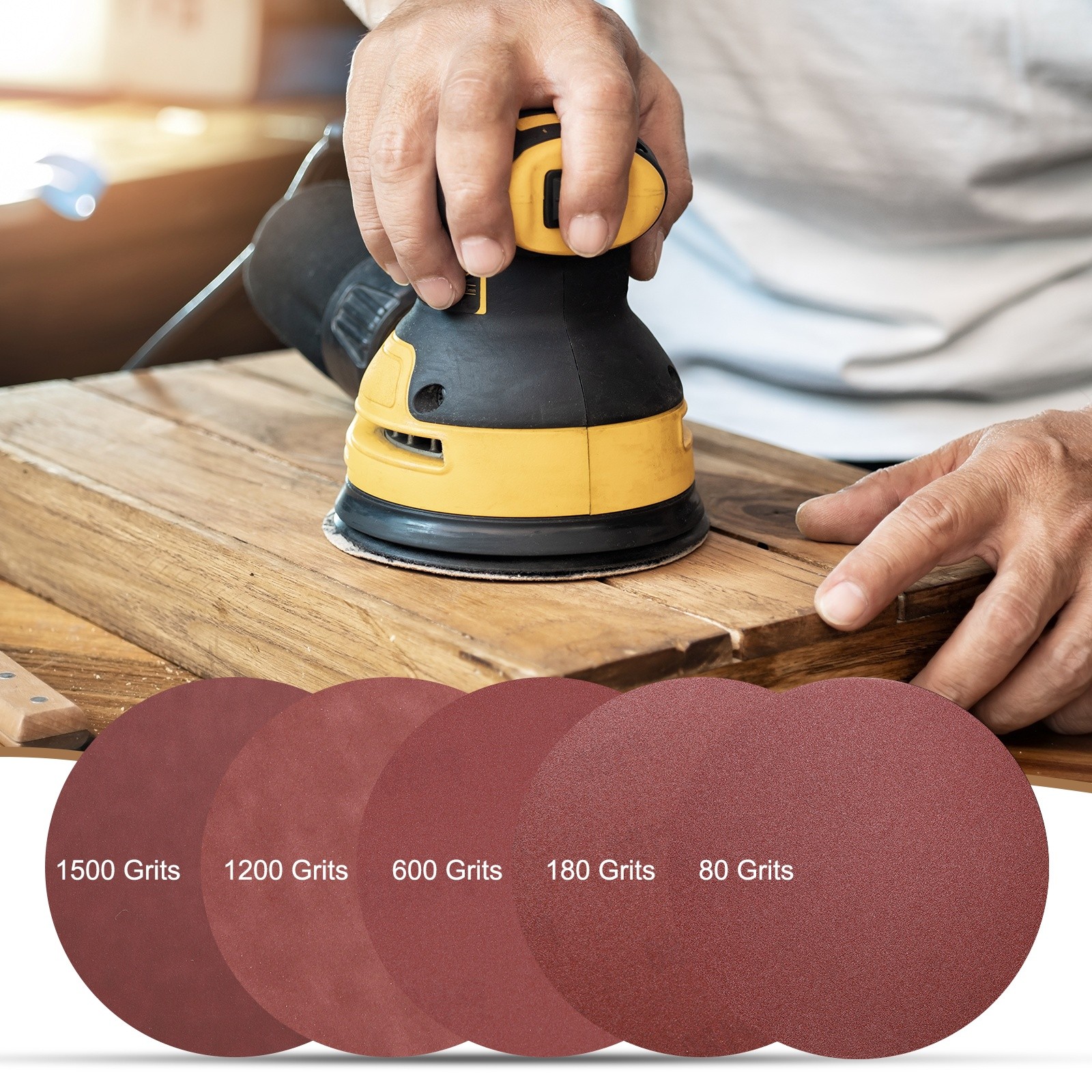 18pcs 8″ PSA Sanding Discs 80/100/120/180/240/400 Grits Sandpapers Self Adhesive