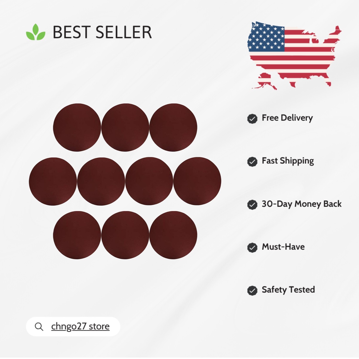 10pcs 10-Inch PSA Sanding Discs – Coarse 120 Grit Aluminum Oxide for Polish