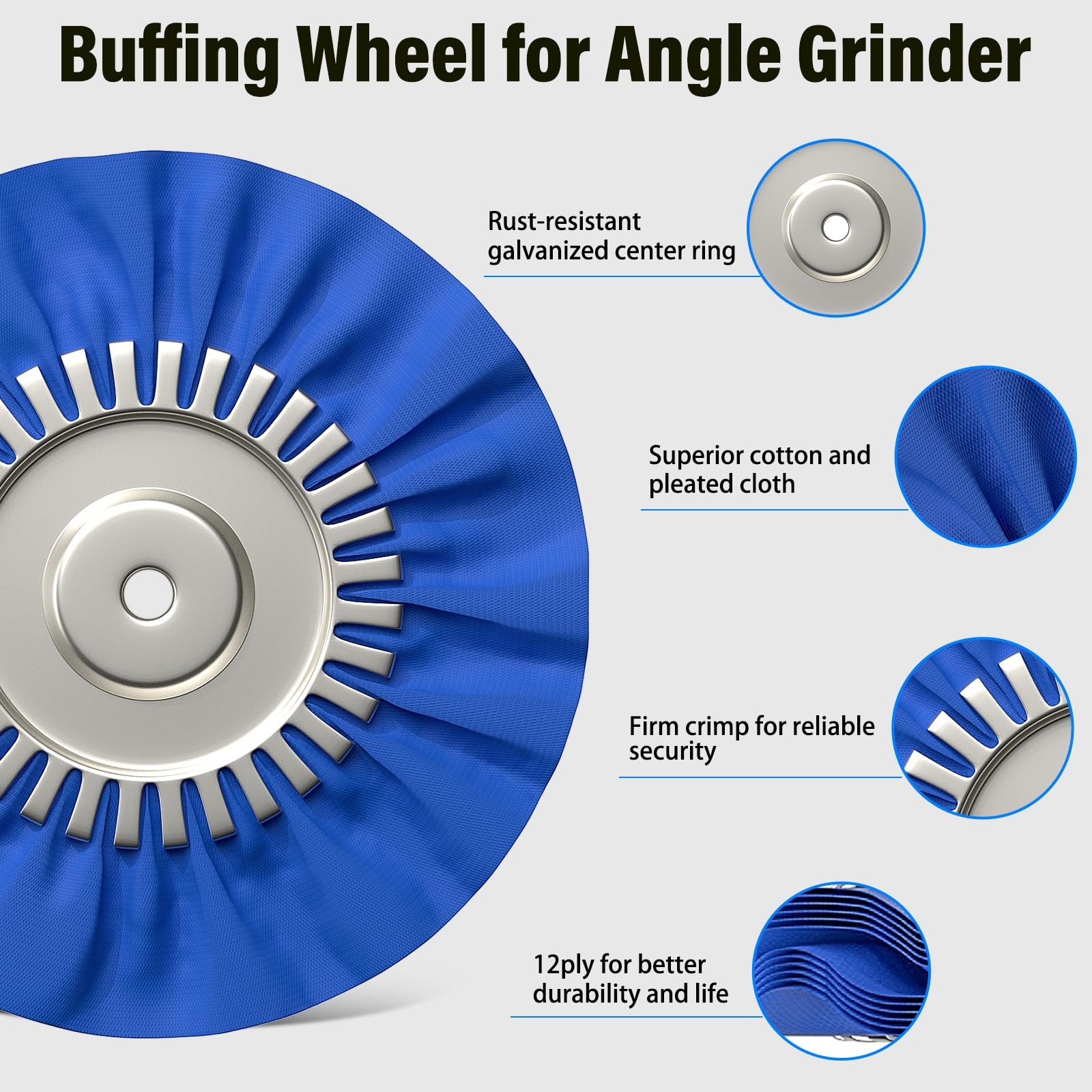 8″ Airway Buffing Wheels for 4.5″ Angle Grinder, 9PCS Buffer Polisher Wheel f…