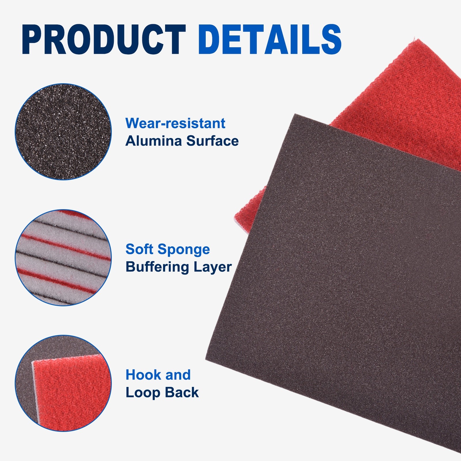 28 Pcs 2500 Grit 4 x 2.8 Inch Hook & Loop Foam Sanding Blocks, Black