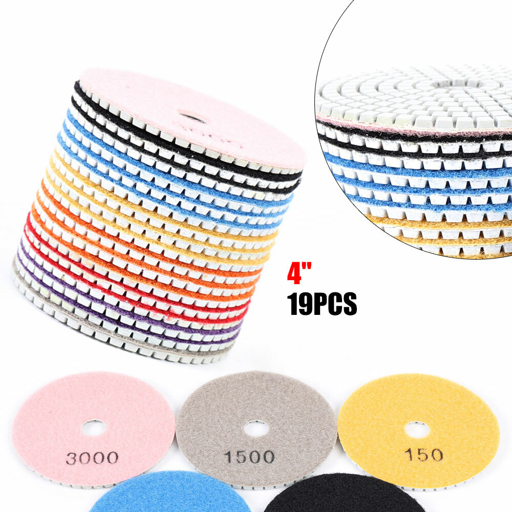 For Grinding & Sanding 19 pcs Polishing Pads 4 inch Diamond Polishing Pads Set