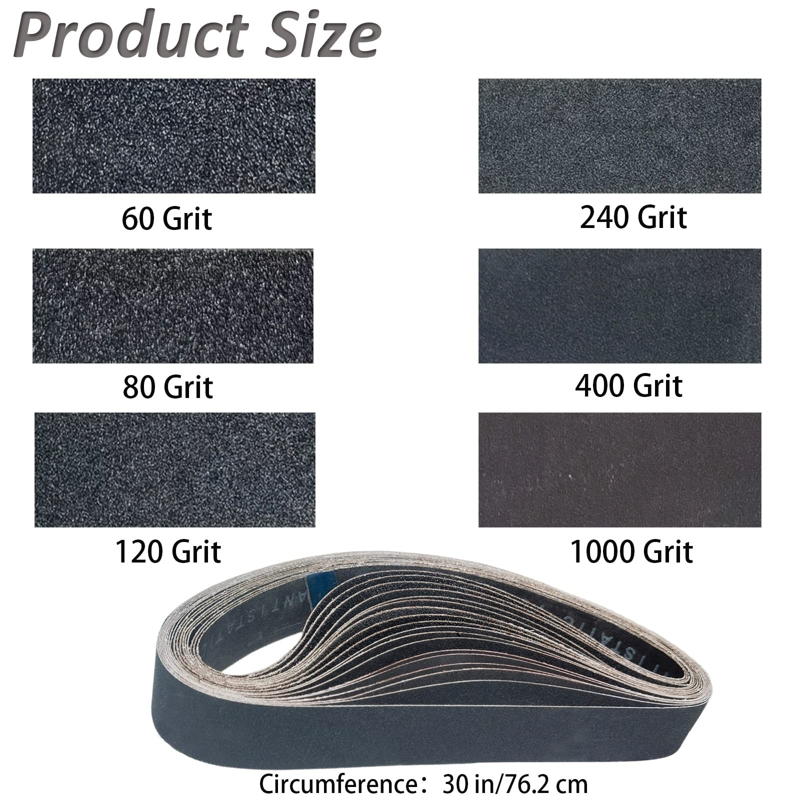 18 Pack 1-1/2 x 30 Inch Silicon Carbide Sanding Belts for Pipe Tube Polisher …