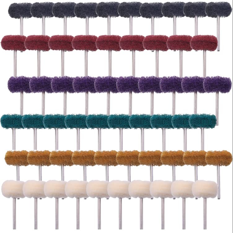60 Pack 1“ Abrasive Buffing Polishing Wheels for Rotary Tools-1/8 Shank