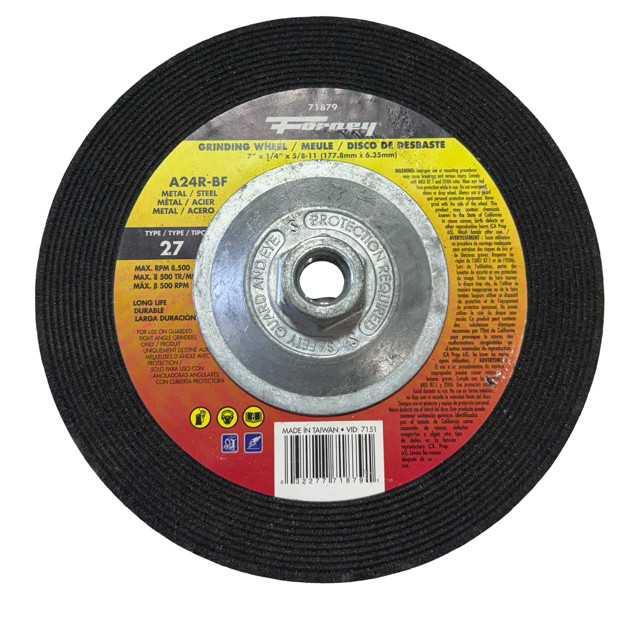 Forney 7″ x 1/4″ x 5/8-11 Metal Grinding Wheel A24R-BF