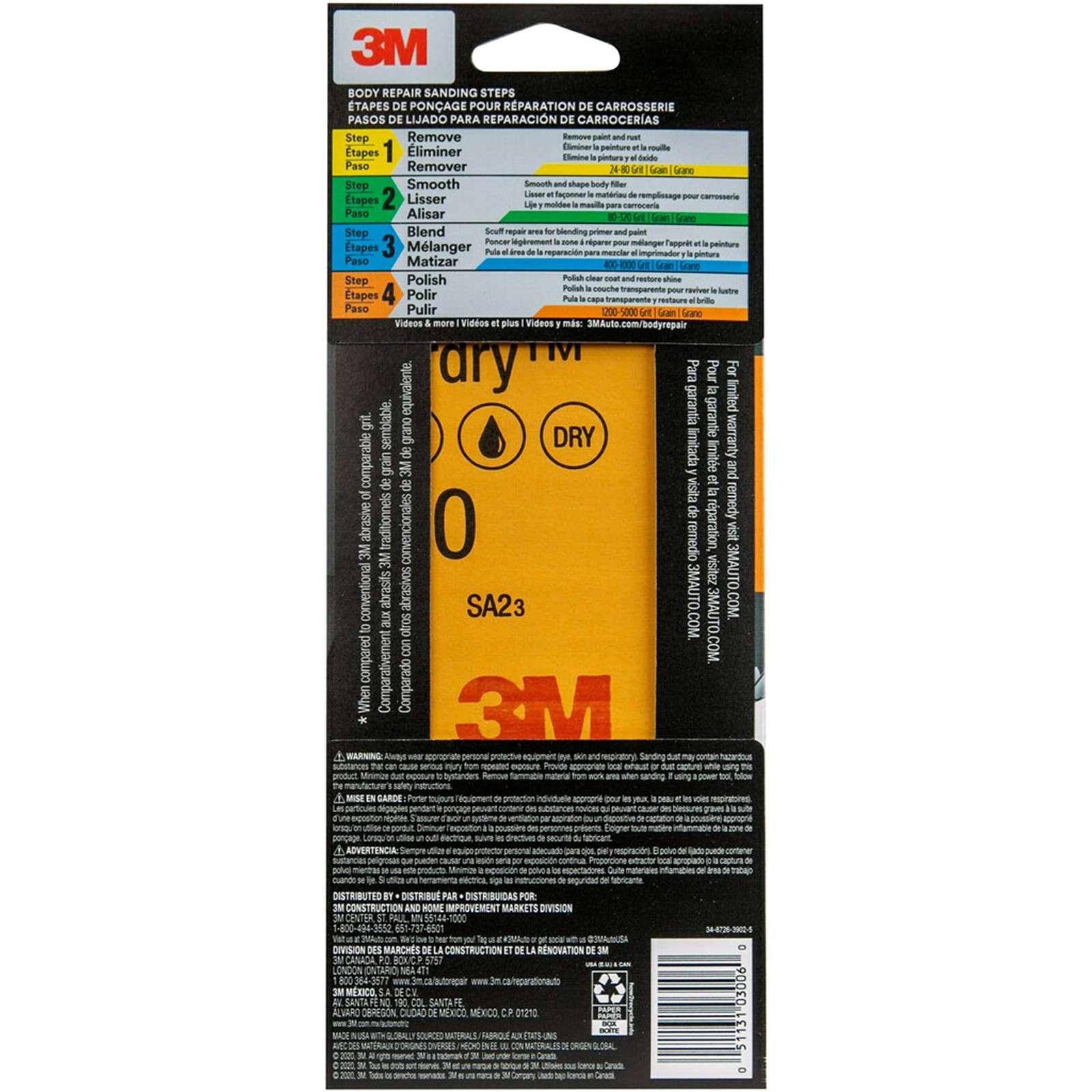 3M Wetordry Sandpaper, 03006, Assorted Grits (1000, 3 2/3 in x 9 in,