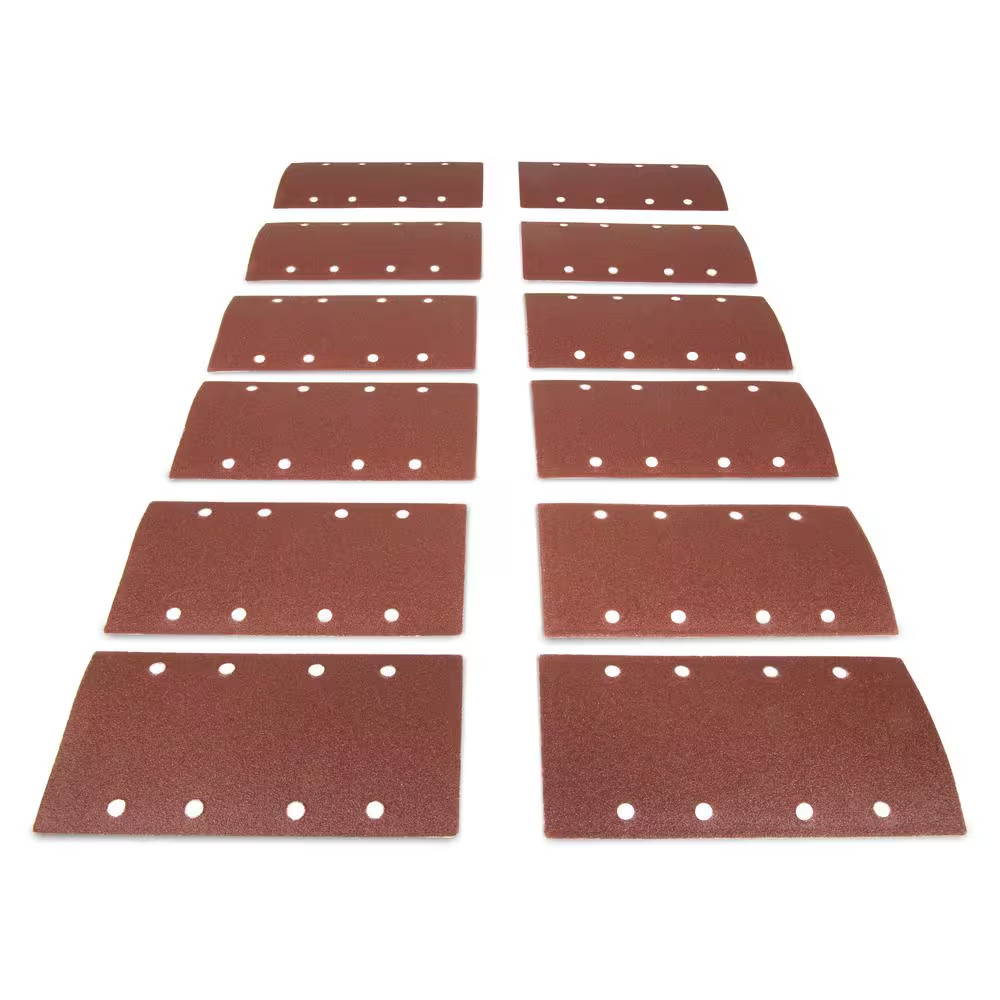 Wen 1/3 Sheet Sander Hook & Loop Abrasive Sanding Sandpaper 12 Pack Assorted