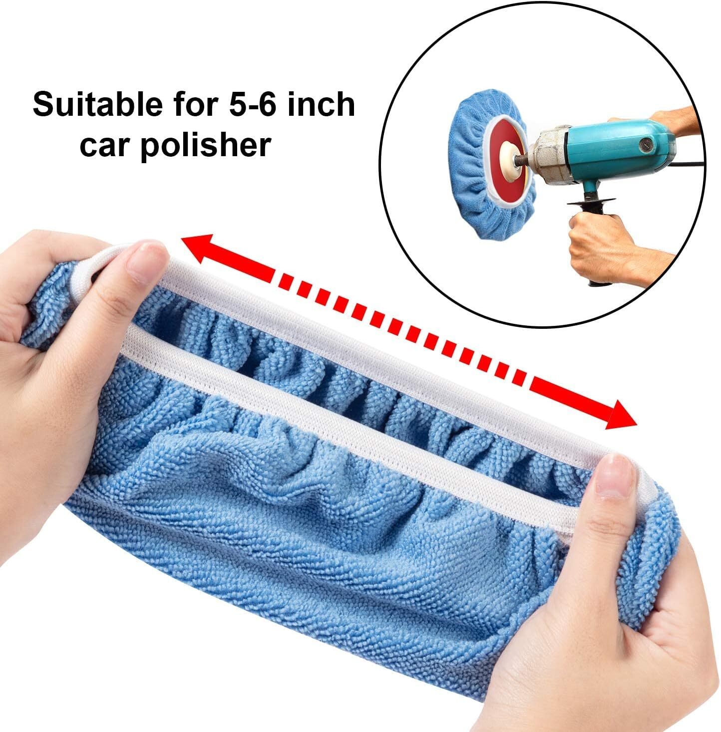 5 to 6 Inches High Quality Microfiber Polisher Bonnets for Car Polishing 20 PCS