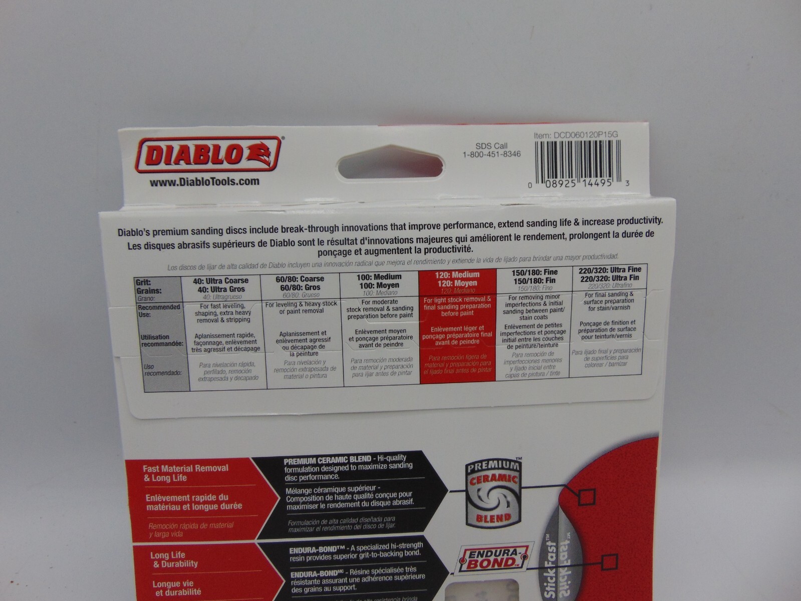 Diablo Sanding Discs 6” 15 Pack Stick Fast 120 Grit New Sealed