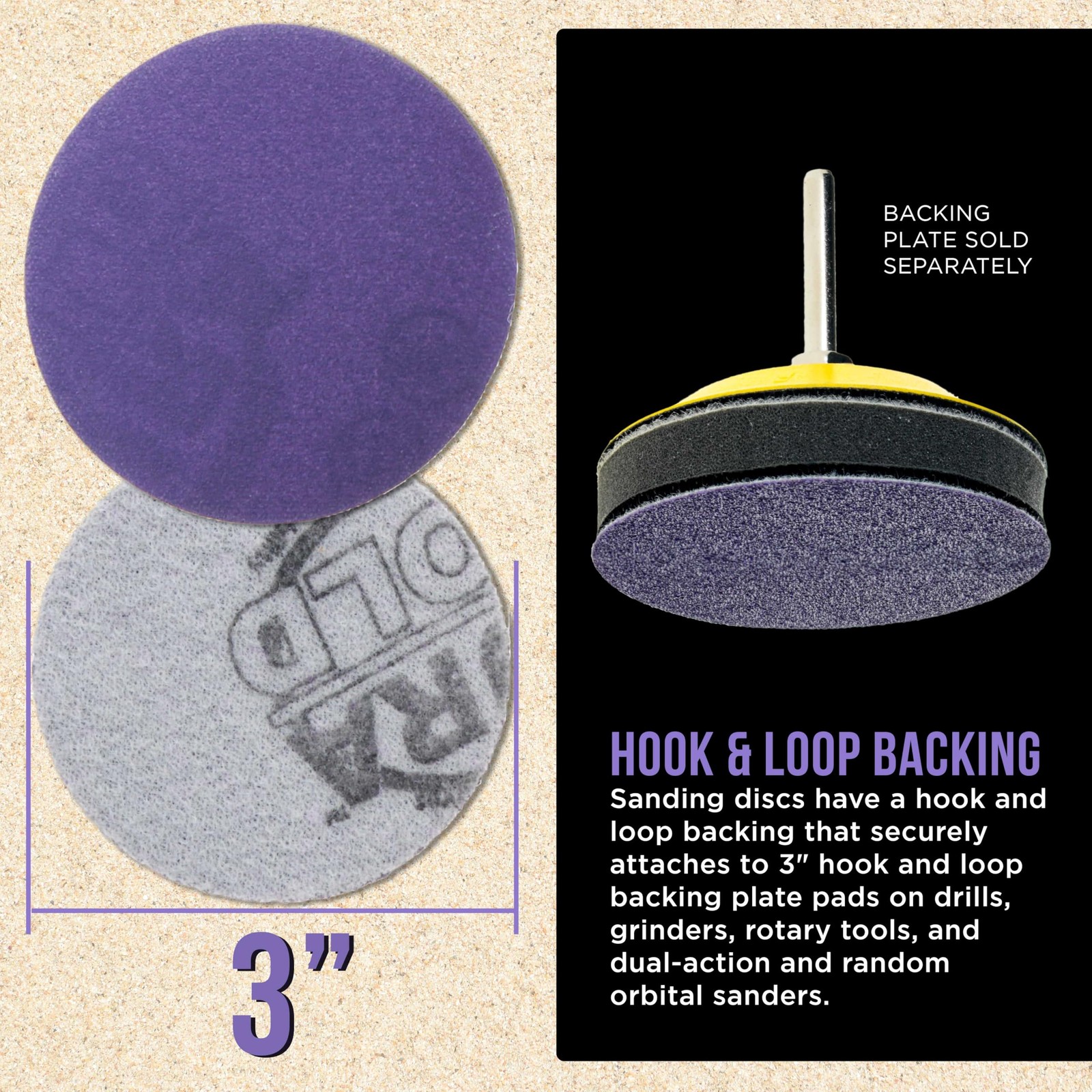 Dura-Gold 220 Grit Sanding Discs 3″ Box 30