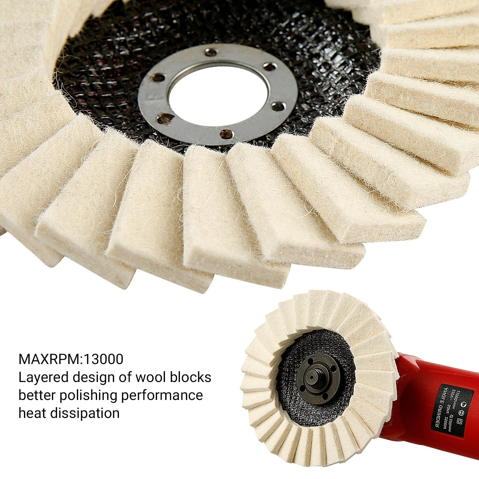 3PCS 5Inch Stone Polishing Wheels – Wool Buffing Discs for Stainless Steel, A…