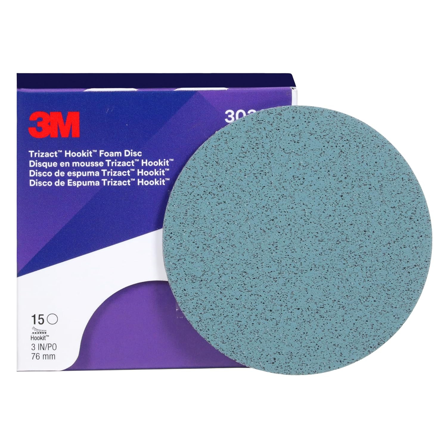 Trizact Trizact Hookit Foam Disc, 30362, 3 In, P5000, 15 Discs per Carton , Blu